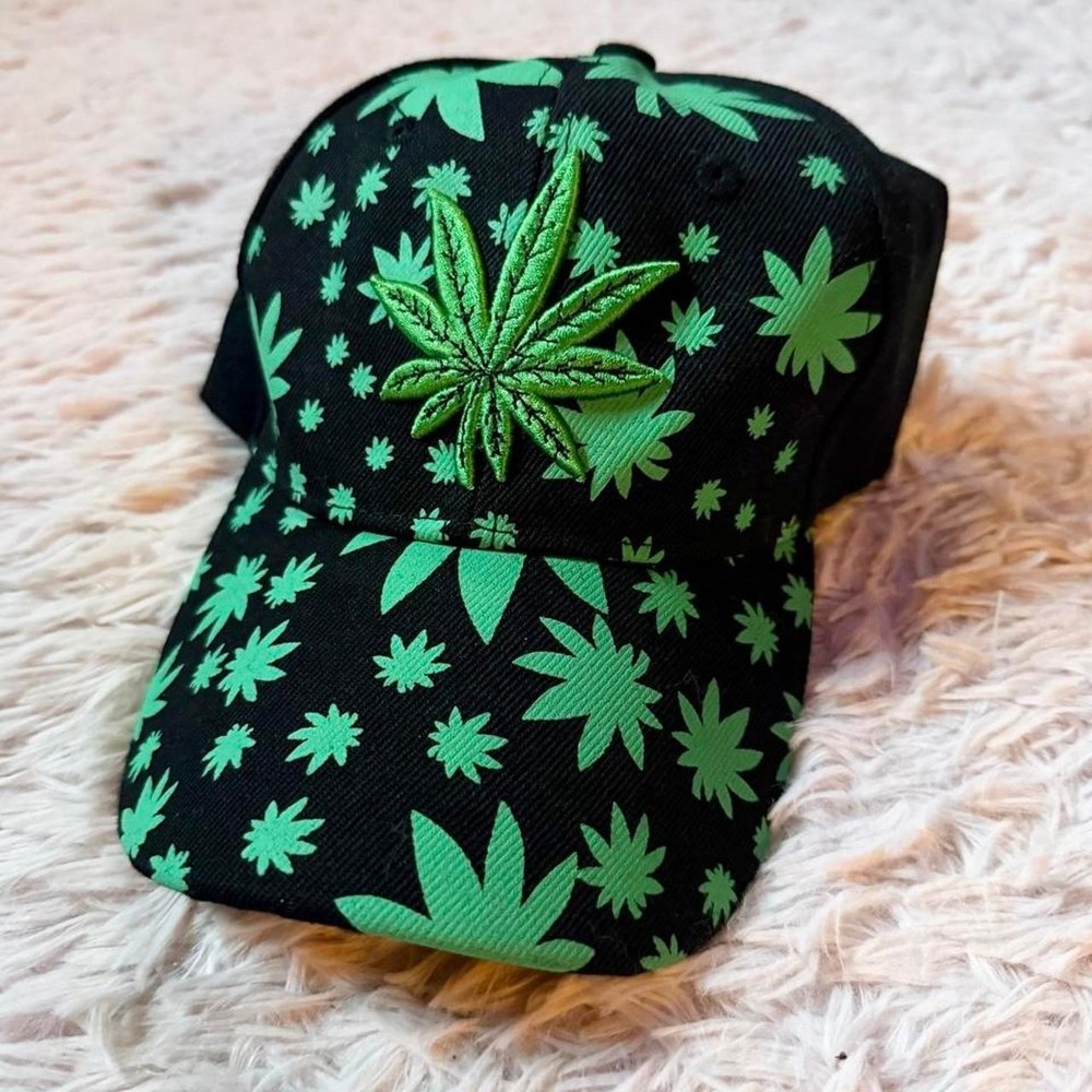Embroidered Patterned Stoner 420 MaryJane Patterned Baseball Hat Hippie Retro